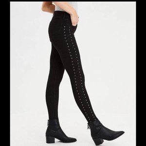 AE Ne(x)t Level Stretch Side Lace Up Black Jeans